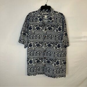 OP Blue and‎ White Relaxed Fit Casual Shirt